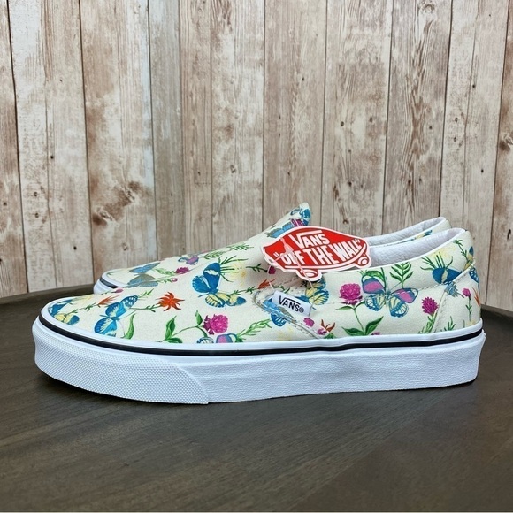 Vans Slip On Butterfly Floral Canvas Sneaker Size 7 Women - Picture 5 of 10